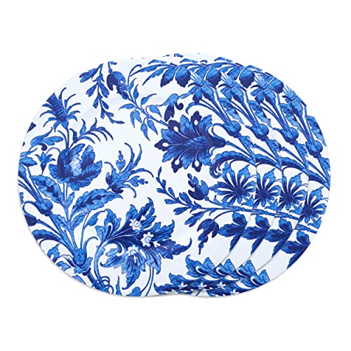 Plato decorativo plástico azul índigo redondo 14" pack 4 miniatura 1