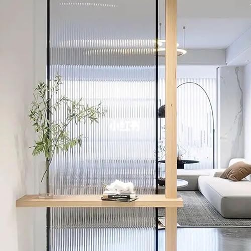Image of WOO Home Frosted Glass Window Film & Stickers (24 X 48 Inchs) Privacy Window Cover for Home & Office - Easy Apply, UV Protection, Removable Decorative Film (Fluted Film 2 X 4 SQFT)