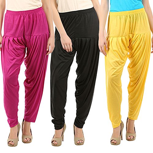 Image of Buy That Trendz Patiyala Pants for Women 3 Combo Patiyala Salwar Harem Viscose Bottoms Pants for Women