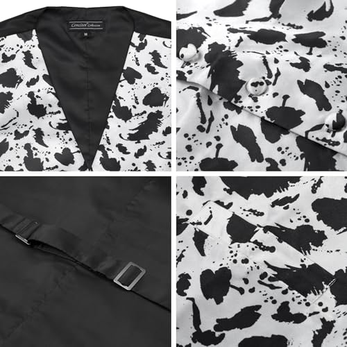 Men's Dress Vest COW Pattern Design with Black Background. Vaca Animal Cattle Milk Cow Mens BOW Tie and Hanky Set4