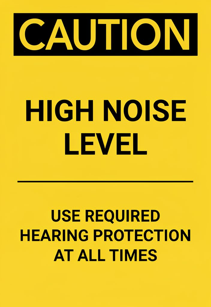 peiyeety Caution High Noise Level Tin Sign 12x8 Inch, Yellow & Black Metal Warning Plaque, Use Required Hearing Protection Safety Notice for Workshop, Factory, Garage, Home Decor Gift