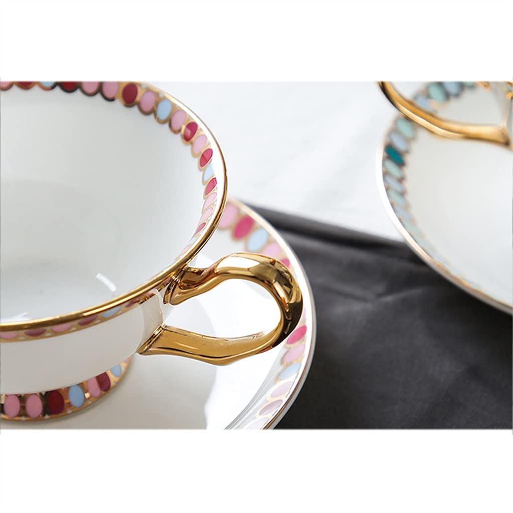 Juego de Tazas de té británico, Juego de Tazas de té de cerámica para la Tarde, Juego de Tazas de café de Porcelana para té de la Tarde y café con Leche (6 Piezas)