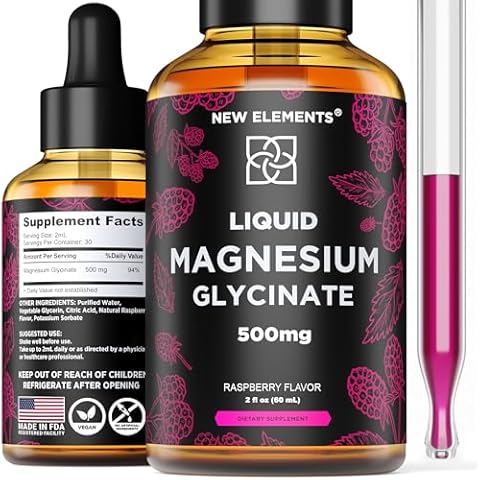 Liquid Magnesium Glycinate Supplement 500mg for Adults and Kids | Magnesium Glycinate Drops with Delicious Raspberry Flavor | High Absorption | Non-GMO | Gluten Free | Natural & Vegan Cover
