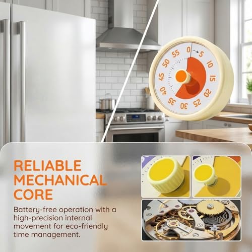 Visual Timer for Kids, 60-Minute Countdown Timer for Classroom Office Kitchen, Pomodoro Timer, Kitchen timers for Cooking, Time Management with Silent (Yellow) - Image 5
