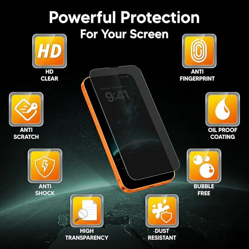 Image of AIBEX Privacy Tempered Glass Screen Protector for iPhone 13 /13 Pro /14 /16E | 9H Hardness | HD Clarity |Anti-Spy Privacy Protection | Easy Installation Kit with Applicator | Bubble-Free, Case Friendly