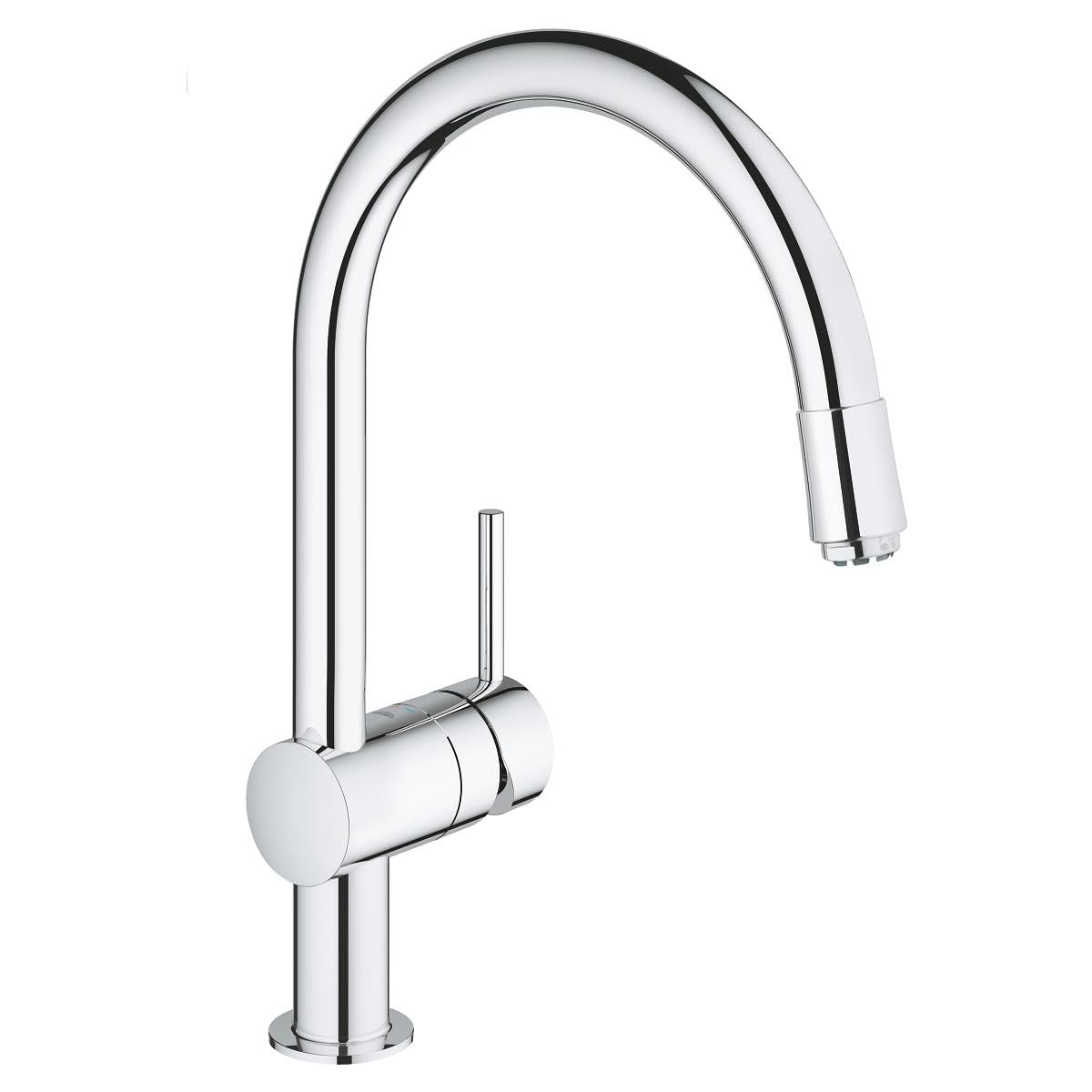 GROHE Minta QuickFix, Grifo de cocina (caño alto en C, giro de 360º, menor consumo de agua, sistema de instalación rápida), cromo, 32511000