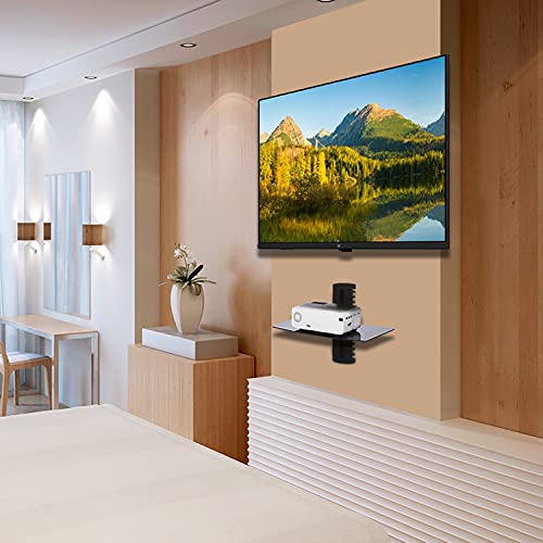 Wali Floating Entertainment Center Shelves, Holds Up To 17.6Lbs, Tv Shelf With Strengthened Tempered Glasses For Dvd Players, Cable Boxes, Games Consoles, Tv Accessories (Cs201B), 1 Shelf, Black #TOP1