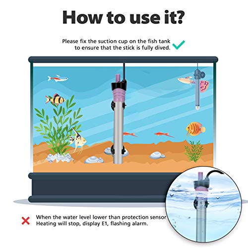Aquarium Heater,50W Fish Tank Heating Bar Submersible Aquarium Heater Stainless Steel Auto Thermostatic