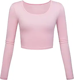 Kindcall Camisetas femininas leves e básicas de manga comprida e caimento justo, rosa, M