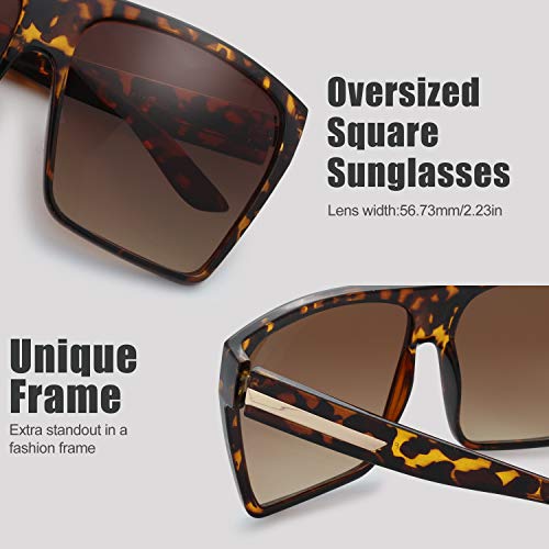 Image of The Fresh Large Oversized Fashion Square Flat Top Sunglasses - Exquisite Packaging