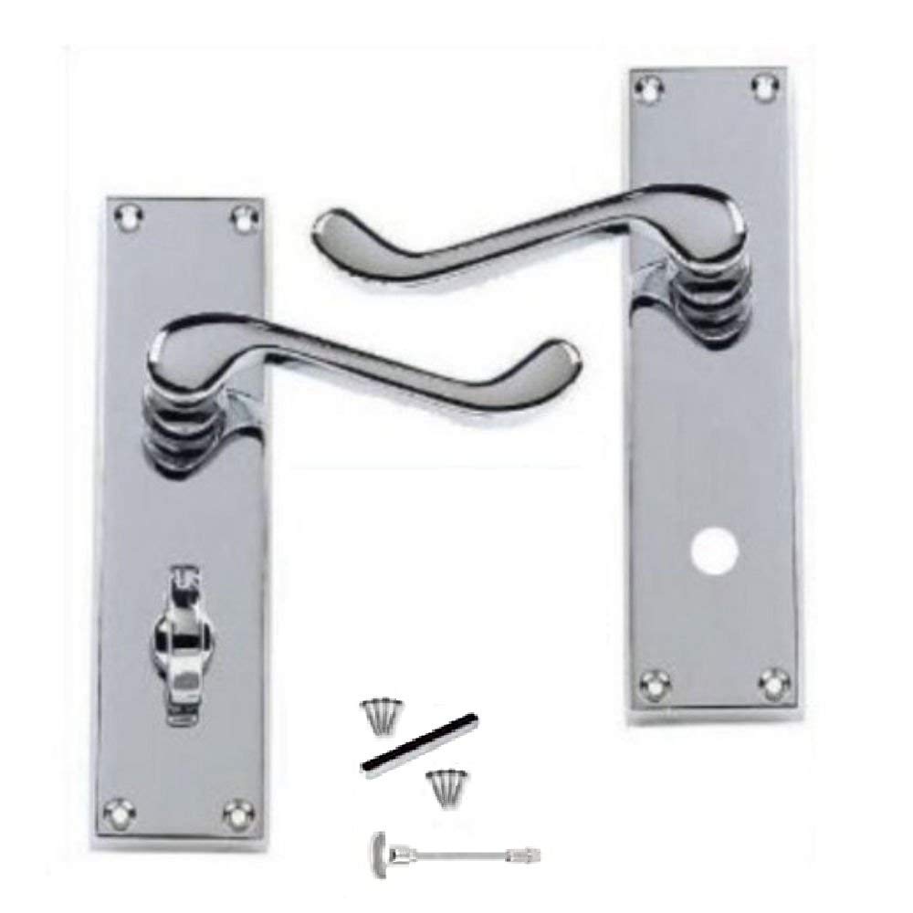 Jiyo.outdoor Polished Chrome Victorian Design Scroll Bathroom Wc Toilet Door Handles In Finish