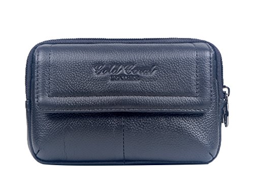 Genda 2Archer Genda 2Archer de Cintura de Cuero, Bolso Ocasional (15,5 cm * 4,5 cm * 10 cm) (Azul Oscuro)
