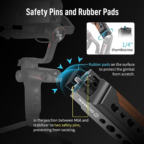 Image of Moman Gimbal Handle MG6 with Cold Shoe Comfortable Grip ARRI 1 /4 inch /3 /8 inch Threaded Hole for Gimbal Stabilizers Weebill for ZHIYUN WEEBILL S