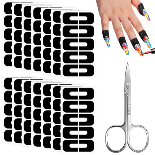 100Pcs Nail Polish Protector for Fingers U V Protection U-Shaped Cuticle Protector Black Nail Painting Helper for Airbrush Gel Polish Nails Painting Art