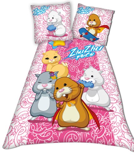 Belltex 476 ZHU DBO1(D) Bettwäsche Zhu Zhu Pets Pink 135 x 200 + 80 x 80 cm