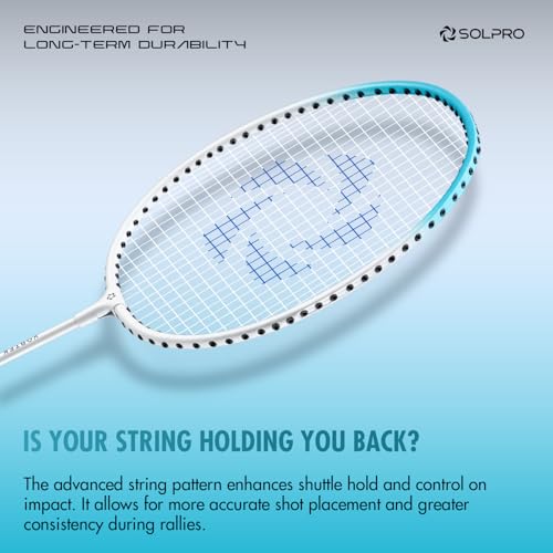 Image of SOLPRO VORTEK 3000 Badminton Racket Set (2 Pcs) with 3 Shuttlecocks for Beginners & Intermediate, Adult & Kids with Full Cover Bag, Lightweight Durable Racket for Practice & Match (White /Blue)