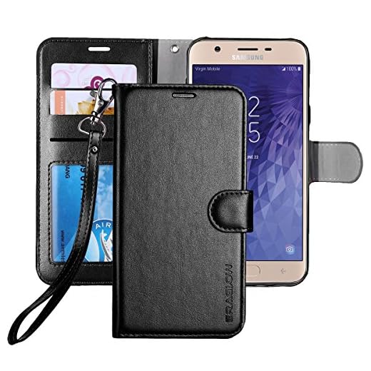 ERAGLOW Galaxy J7 2018 Case/J7 V 2nd case/J7 Refine/J7 Star/J7 Aero/J7 Crown/J7 Top/J7 Aura/J7 Eon Case, Luxury PU Leather Wallet Flip Protective Case Cover for Samsung Galaxy J737 (Black)