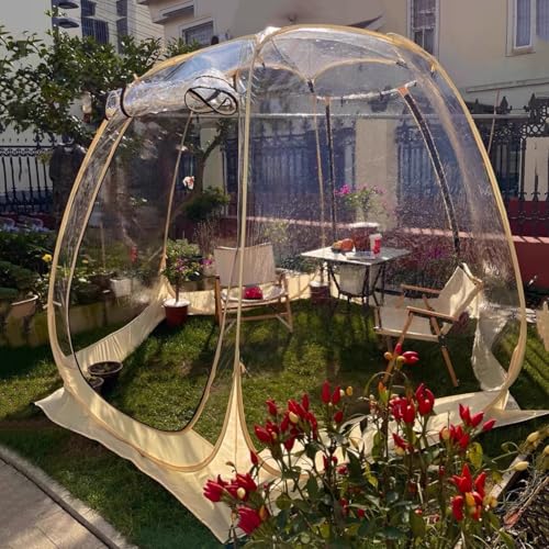 Dalumian Tenda Sportiva Trasparente, Tenda a Bolle Pop-up Resistente alle intemperie, Gazebo a Cupola in PVC Trasparente, Tetto apribile con Vista a 360°(6 Sides)