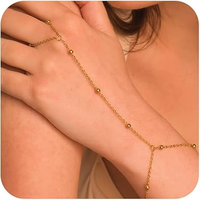 Bracelet for Women - Dainty Stack Bracelets Trendy Adjustable 14K Gold Plated Thin Paperclip Bead Box Satellite Figaro Cuban Link Chain Bracelet Set for Women Waterproof Jewelry Gift