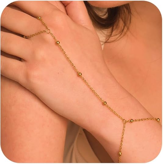 Bracelet for Women - Dainty Stack Bracelets Trendy Adjustable 14K Gold Plated Thin Paperclip Bead Box Satellite Figaro Cuban Link Chain Bracelet Set for Women Waterproof Jewelry Gift