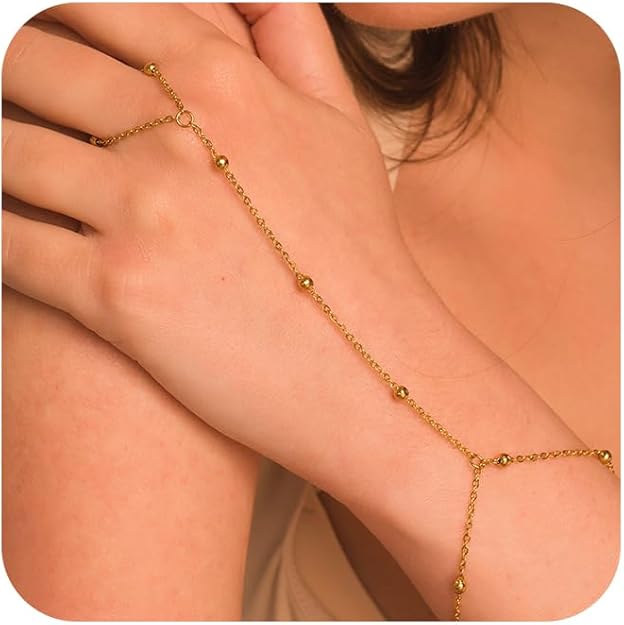 Bracelet for Women - Dainty Stack Bracelets Trendy Adjustable 14K Gold Plated Thin Paperclip Bead Box Satellite Figaro Cuban Link Chain Bracelet Set for Women Waterproof Jewelry Gift