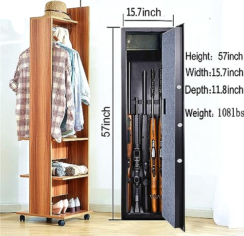 Large Rifle Safe, Long Gun Safe for Rifle Shotgun for Home, Quick Access 5-6 Gun Storage Cabinet with a Handgun Lock Box and a Removable Shelf, Silent Mode(PIN Code Version)
