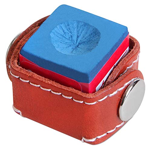 KAMUI Genuine Leather Pool Billiard Chalk Case Chalk Holder (Light Brown)