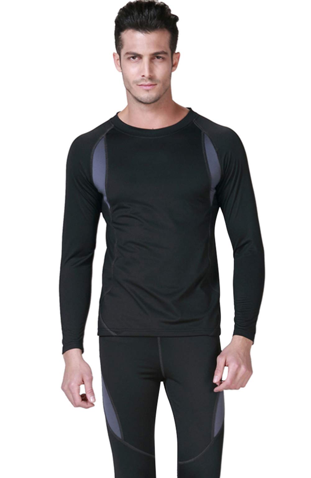 SAGUARO Męska zimowa bielizna termiczna, ciepła, oddychająca, bielizna narciarska, zestaw bielizny funkcyjnej, rozm. S-2XL, wojskowa zieleń, XL