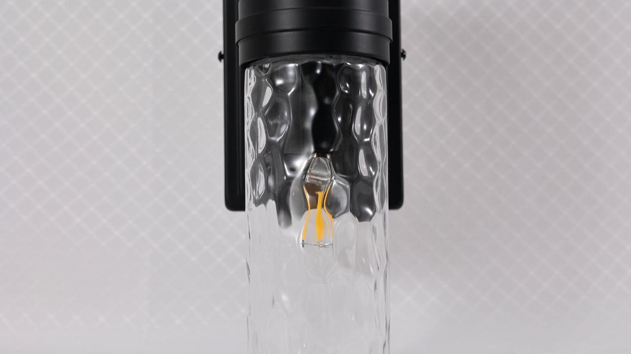 Image of ANDY STAR 1-Light Bathroom Wall Sconce, Polished Chrome Hammered Glass Vanity Light, Water Ripple Side Light Fixtures with Clear Glass Shade, E12 Base, Wall Lamp for Bedroom, Hallway