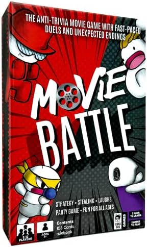 Movie Battle Card Game: Fast Paced Duels and Unexpected Endings - A Movie Party Game for The Whole Family Kids Teens - Easy to Learn - Unlimited Play - Simple Setup - Ages 7+