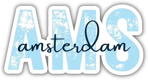 Miniatura 5 de AMS Amsterdam Airport Code Travel Sticker, Multiple Colors Vinyl Laptop Water Bottle Planner Journal Places I've Been Luggage Washington Decal (Pink)