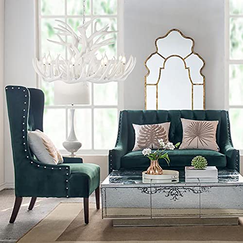 Durahonn White Antler Chandelier, Retro Resin Deer Horn Pendant Light, E12 Lamp Holder, Commercial And Home Lighting For Cafes, Bars, Restaurants, Living Rooms (15 Antlers + 9 Lights) #TOP1
