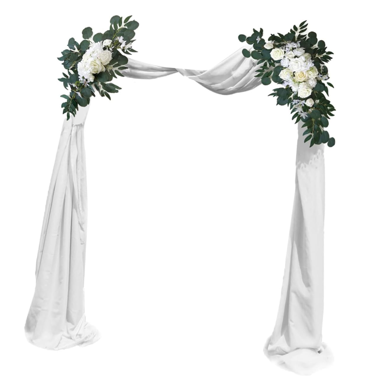 Hochzeitsbogen Blumen 1 Satz aus Seide und Tüll für Deko | Weiß, Künstlich, Pflegeleicht, Lebendige Optik, Outdoor Geeignet, Romantisch Elegant, 3 Stück