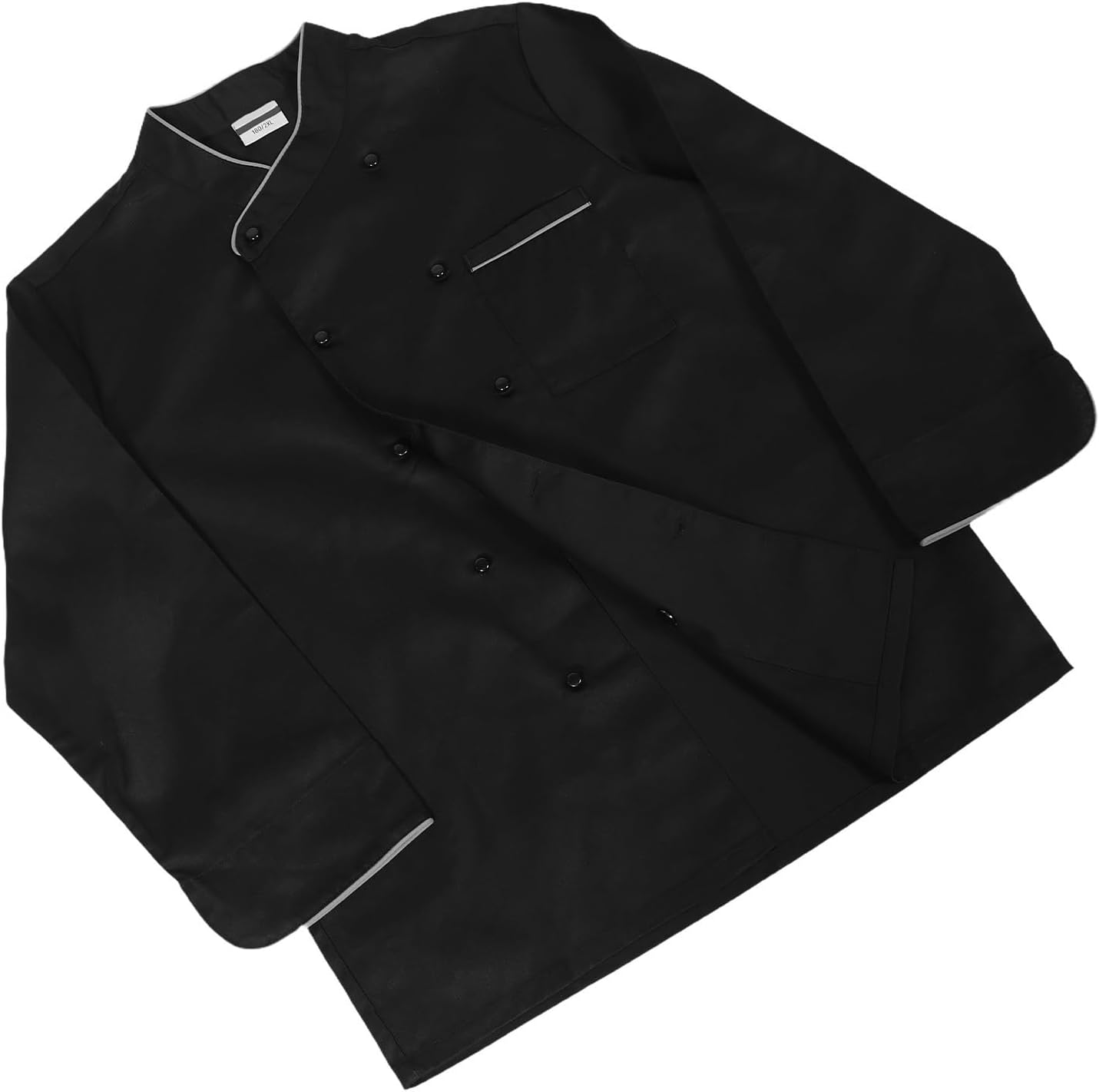 Chef Coat Jacket Long Sleeve Black Unisex for Men and Women Cotton Kitchen Uniform with Effective Protection and Quick Drying, for Food Service and Restaurant Use