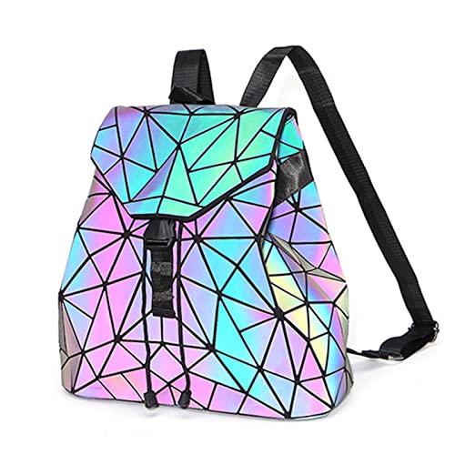 Geometrische Taschen Reflektierend Rucksack Damen, Handtasche Holographic Holo Schultertasche Geldbörse Geometrischer Leuchtende Taschen Set Handytasche NO.2