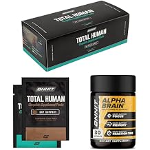 ONNIT Cognitive & Daily Wellness Bundle Alpha Brain Nootropic Capsules 30 Count + Total Human Multivitamin Packs 30-Day Supply, IGEN Non-GMO Tested Focus, Energy & Clarity, Pack of 2