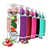 Willceal Waterfles met fruit-infuser, 945 ml, duurzaam met afneembare ijsgelbal, groot, BPA-vrij Tritan, flip-deksel, dicht ontwerp, sport en camping (goudkleurig)
