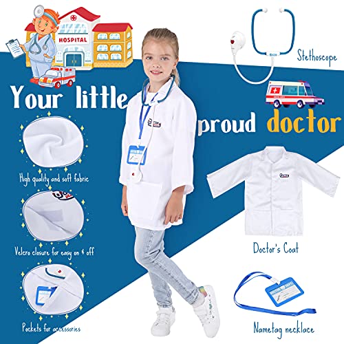 Fedio Kids Dress Up Trunk Boys Role Play Costume Set For Kids Age 37, Doctor