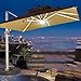 Produktbild HARICSET Sonnenschirm Ampelschirm Cantilever Parasol Garden Parasol Windsicherung Marktschirm Groß 360 Rotation, Gartenschirm mit Kurbel Sonnenschutz (Size:3 * 3m(45Lbase),Color:weißes Licht)