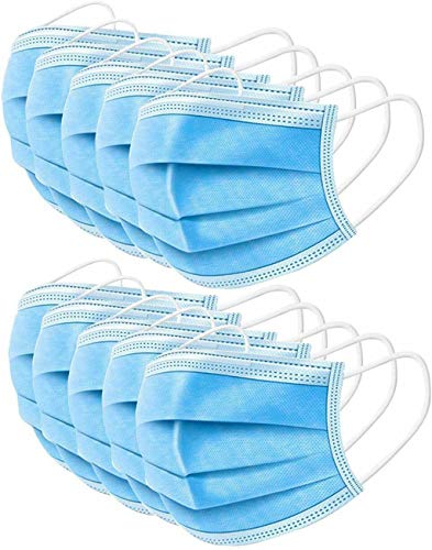 Preisvergleich Produktbild Cansenty 50Pcs OP-Maske Mundschutz Gesichtsmaske 3-lagig Einwegmaske Staubschutz Infektionsschutz Schutzmaske Mit Ohrschlaufen, Atmungsaktive Masken Mit Nasenclip