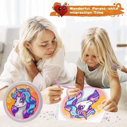 Image of PLUSPOINT 5D Diamond Gem Kits for Kids with Frame Diamond Arts and Craft for Kids Ages 6 8 10 12 Gem Art Painting Kit Unicorn Crafts Unicorn Diamond Painting Kits for Girls