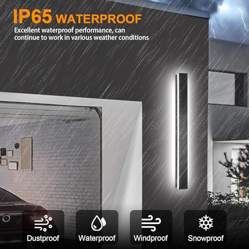 Image of AioTio Modern Outdoor Wall Light for House,23.6inch Black LED Exterior Wall Sconces Lighting Fixtures, Outdoor Porch Light Fixture Dimmable Long Linear Wall Light Outside Lighting for Porch,Garage
