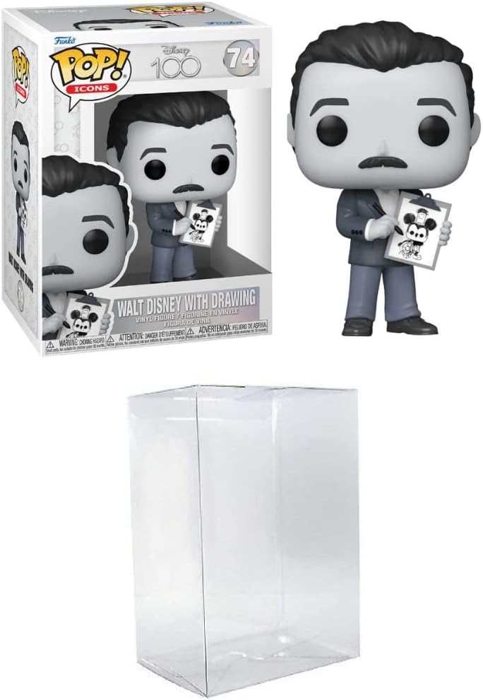 Funko POP! Disney: Disney 100 - Walt Disney with Drawing Bundled with a Byron's Attic Pop Protector