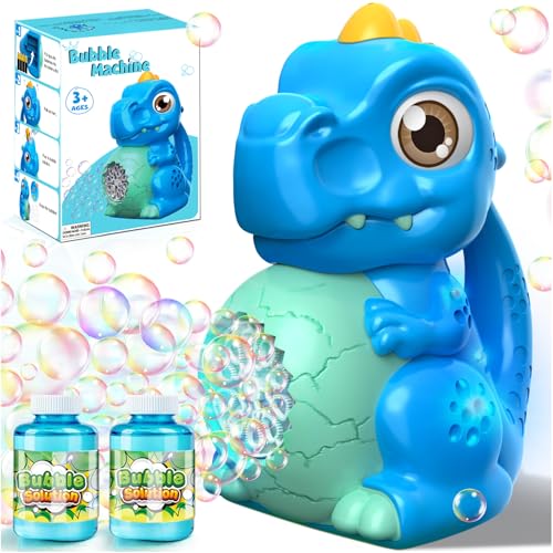 Dino Seifenblasenmaschine Kinder Seifenblasen Pistole - Elektrisch Seifenblasen Pistole Maker mit Grosser Tank - Bubbles Gun Machine mit LED Licht Spielzeug für Outdoor/Garten/Hochzeit