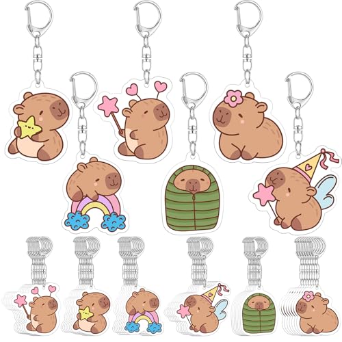 Quelay 48 Pcs Capybara Keychains Party Favors Capy Backpack Charms Bulk by Quelay - Used condition - US$15.01