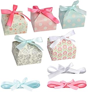 Surflyee 20 Pieces Wedding Favour Boxes, Small Gift Boxes with Ribbon,Candy Boxes, Party Favour Boxes, Use for Dessert, Birthday Gifts, Party, Wedding, Christmas
