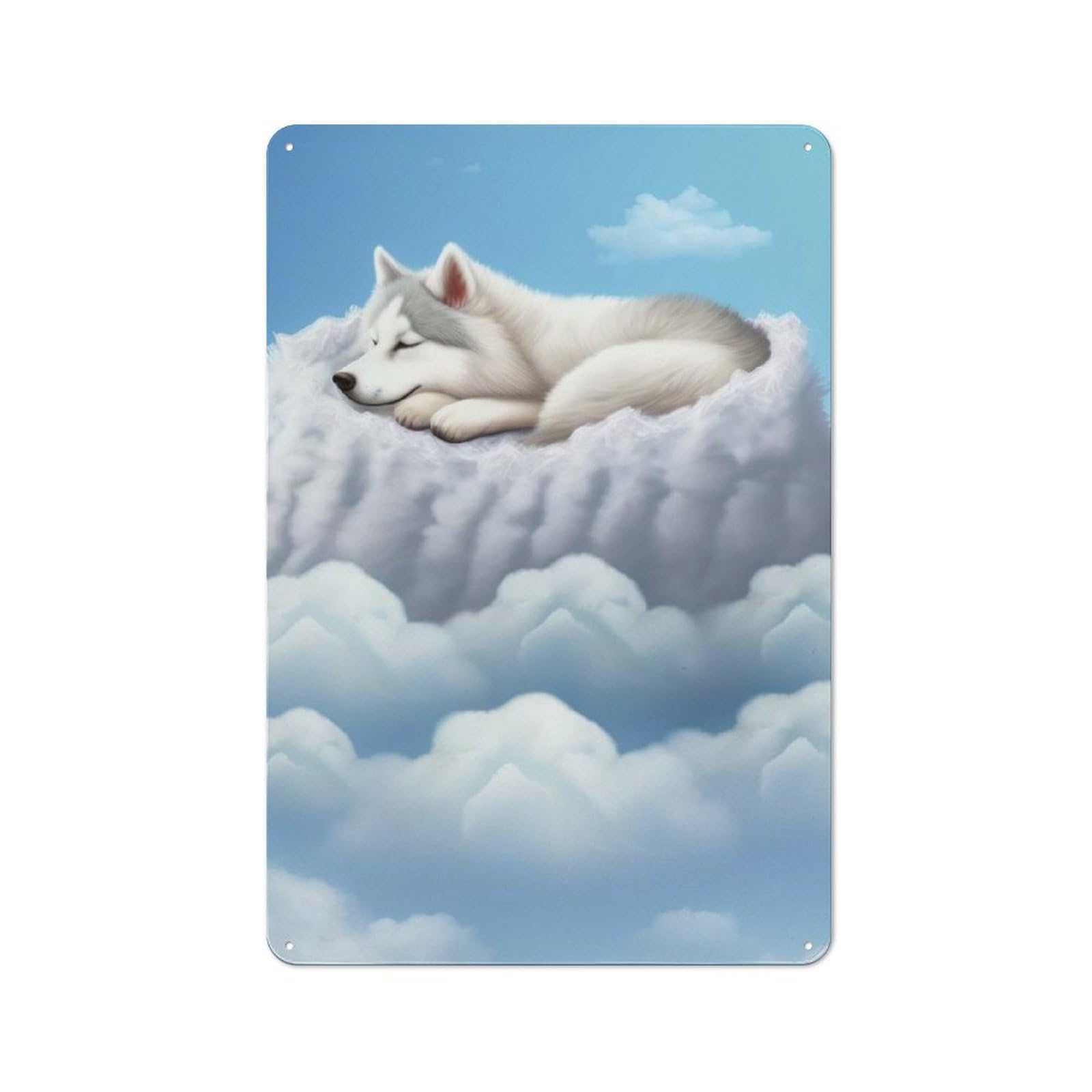 Junmoney Husky Puppy Dreaming Clean Industrial Decorative Metal Plaque 30X20cm, Loft Wall Plaque For Modern Home, Workshop, Office Or Cafe