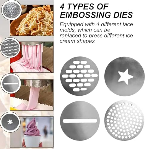 ylpddmm Kommerzielle Spaghetti-Eismaschine, EIS- und Softeismaschine, Gelato-Maschine mit 4 Formen, für Eisdielen und Dessertläden,Red – Bild 5