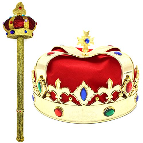 King Crown and Scepter - Royal Costume Accessories - Dress Up Role Play
