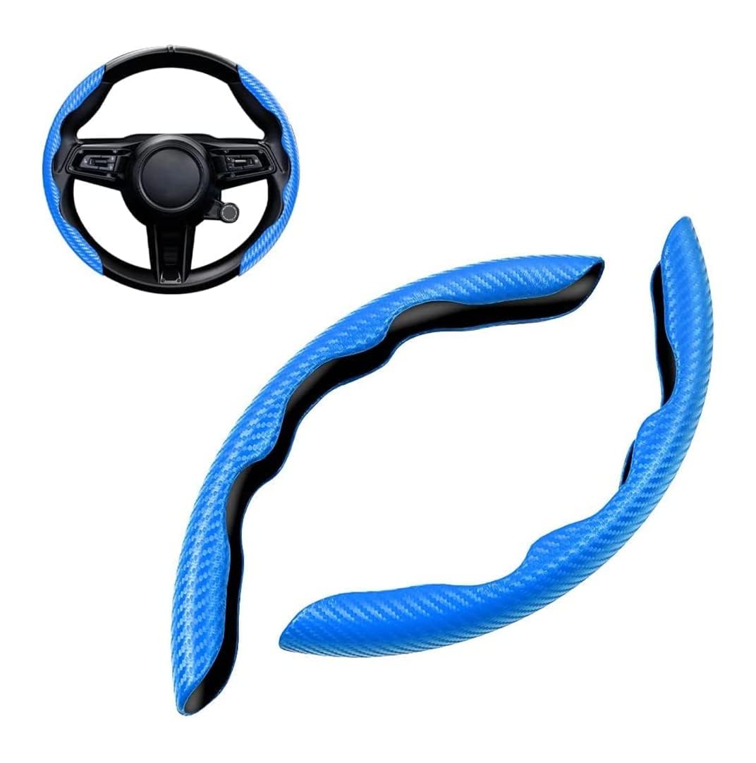 XUKLOVA Steering Wheel Cover for Fiat Panda II MK3/Mk4 (Type 169 319) 2010-2020, Non-Slip Segmented Protector for Steering Wheel, Anti-Sweat & Comfort Grip,Blue